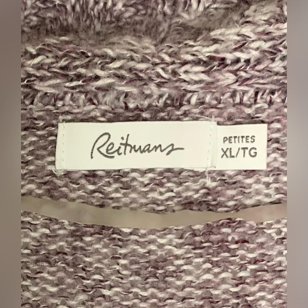 Reitmans Heathered Purple and White Cardigan Open Front Detailed Knit XL - Picture 7 of 11